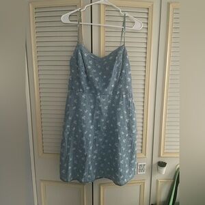 Blue Floral Spaghetti Strap Dress